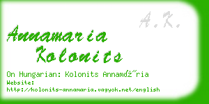 annamaria kolonits business card